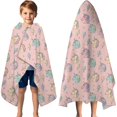 thumbnail image 3 of Pink Cartoon Unicorn Lightning Pattern Hooded Bath Towel，60"x35" for Ages 3 To 12 Kids, Quick Dry Lightweight Soft Microfiber Hood Beach Towel Cover Up for Kids, 3 of 7