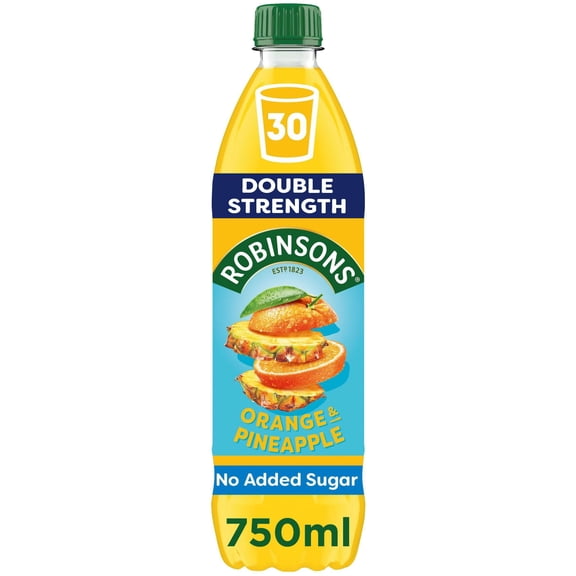 Robinsons Double Strength No Added Sugar Squash - Orange & Pineapple 750ml, Imported from Britain