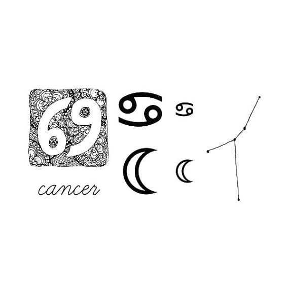 Tattify Astrology Temporary Tattoos - Cancer (Set of 14)