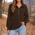 thumbnail image 4 of Maplenight Womens Henley Sweatshirts Waffle Knit Button Up Pullover Sweatshirt Side Slit Long Sleeve Casual Fall Tops, 4 of 7