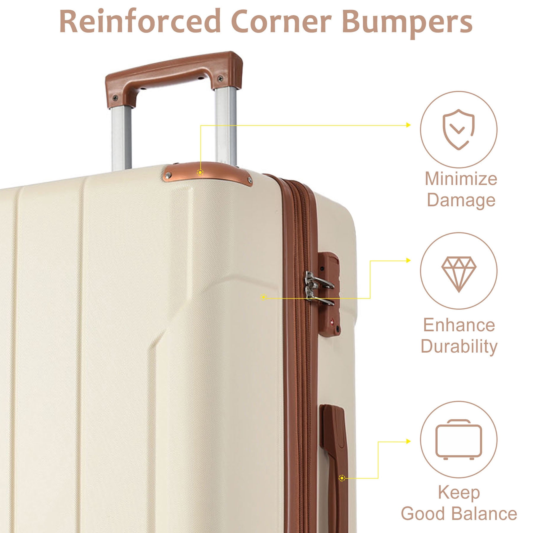 Lightweight 24-Inch Hardshell Luggage with Durable ABS and Double Spinner Wheels for Travel