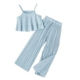 thumbnail image 1 of xiaxaixu Kids Girls Clothes Suits Solid Color Ruffles Sleeveless Sling Tank Tops and Elastic Waist Pleated Wide-Leg Pants 2Pcs Set, 1 of 7