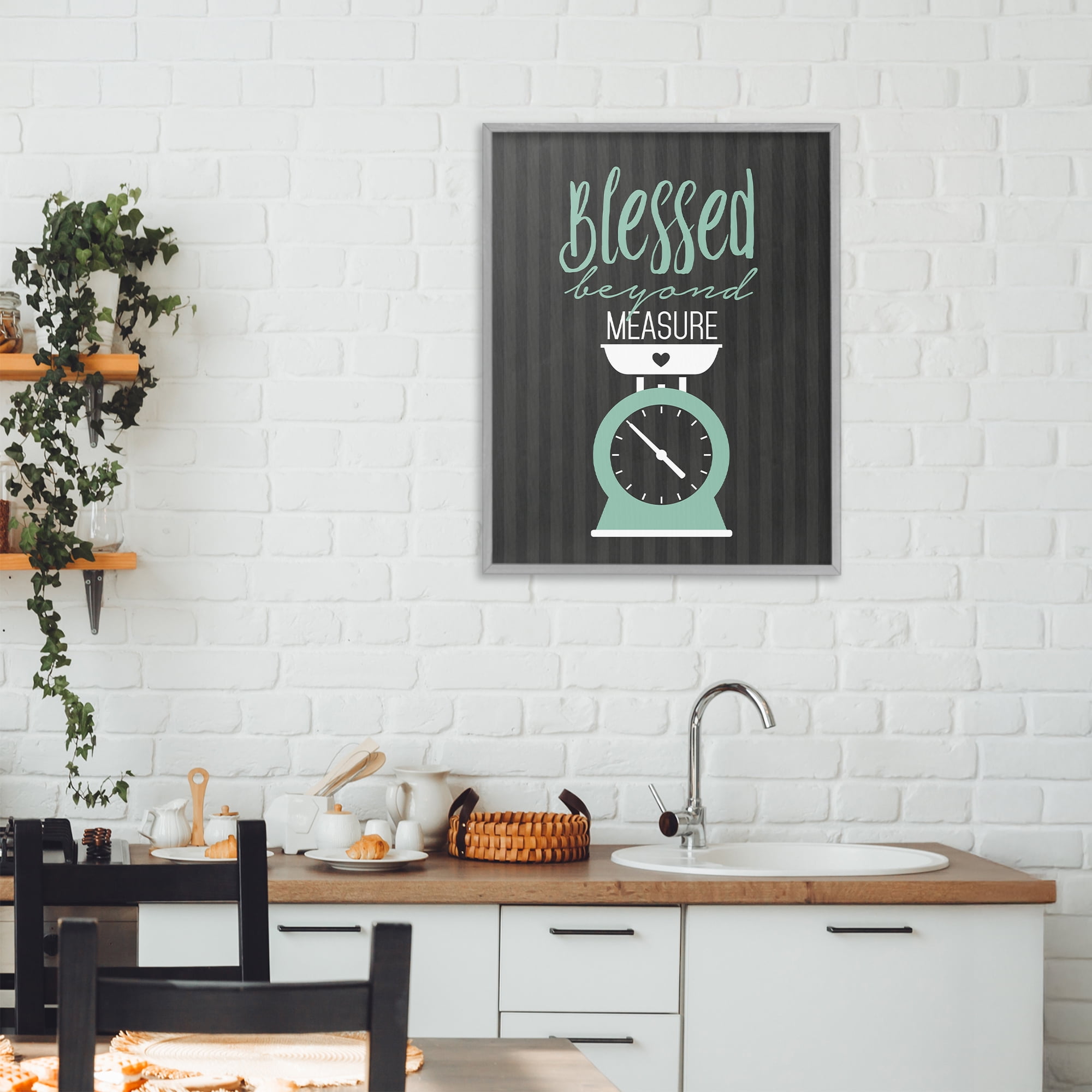 Blessed Beyond Measure Scale Gray Framed Giclee Art, design by Lettered and Lined