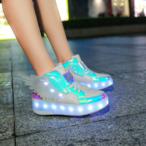 Kids Shoes with Wheels LED Light Color Shoes Shiny Roller Skates Shoes Simple Kids Gifts Boys Girls The Gift Party Birthday Christmas Day - Walmart.com