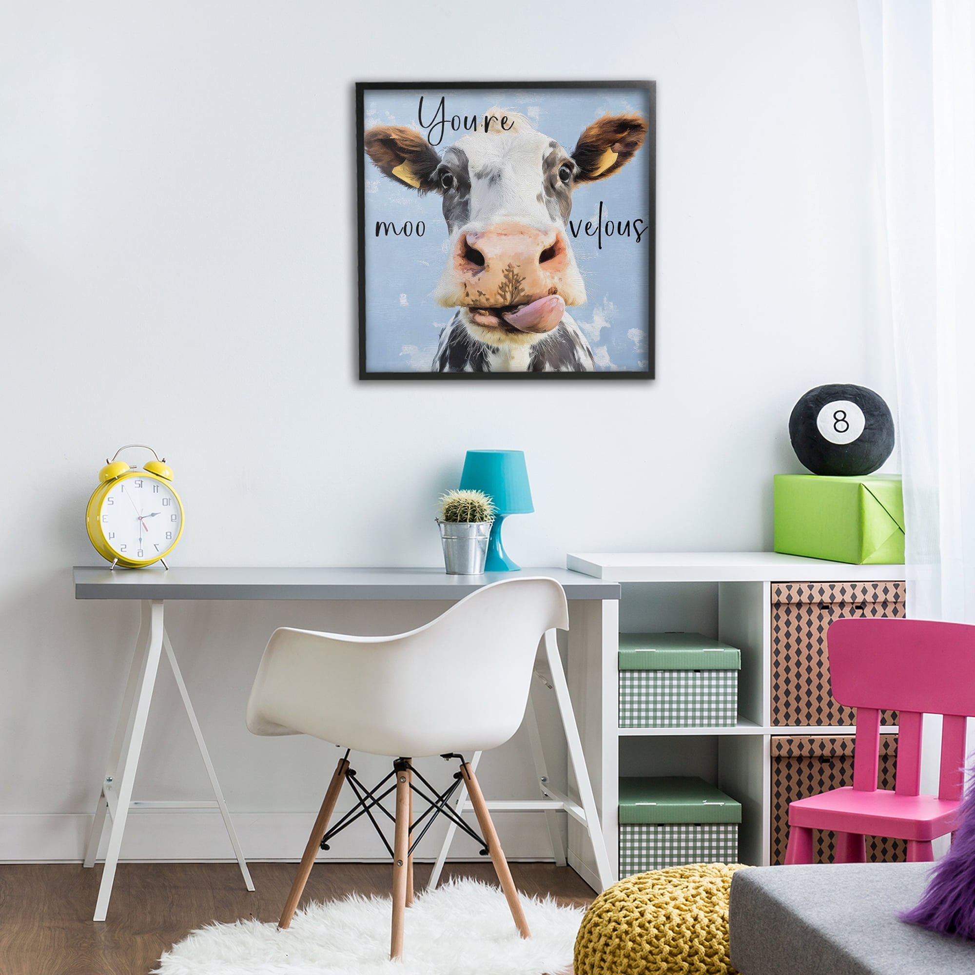 Stupell Industries You're Moo-velous Cow Black Framed Giclee Art, design by Kim Curinga