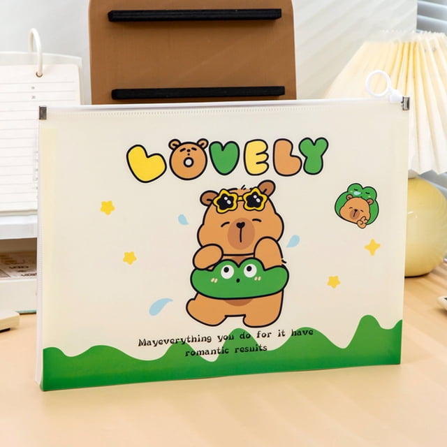 HUASHENG Cute Capybara School Plastic Envelopes Clear Plastic Folders For Document Letter Size File Envelopes With Snap Closure File Folders Document Folders For Scho