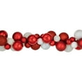 thumbnail image 2 of 6' Red and White 3-Finish Shatterproof Ball Christmas Garland, 2 of 3