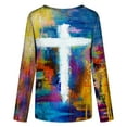 thumbnail image 5 of Women Long Sleeve Tops Classic Novelty Gradient Printed Clearance Blouse, 5 of 5