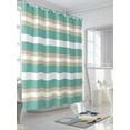 thumbnail image 3 of Fsddascl Turquoise Khaki Striped Shower Curtain Set - Standard 72" x 72" Bathtub Curtain with 12 Hooks, Modern Minimalism Abstract Art Waterproof Fabric Stall Shower Curtains for Bathroom/Bathtub, 3 of 6