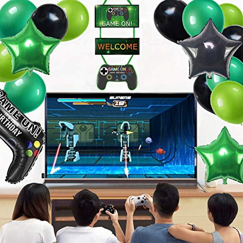 Video Game Party Supplies for Boys Happy Birthday Gaming Banner Game On