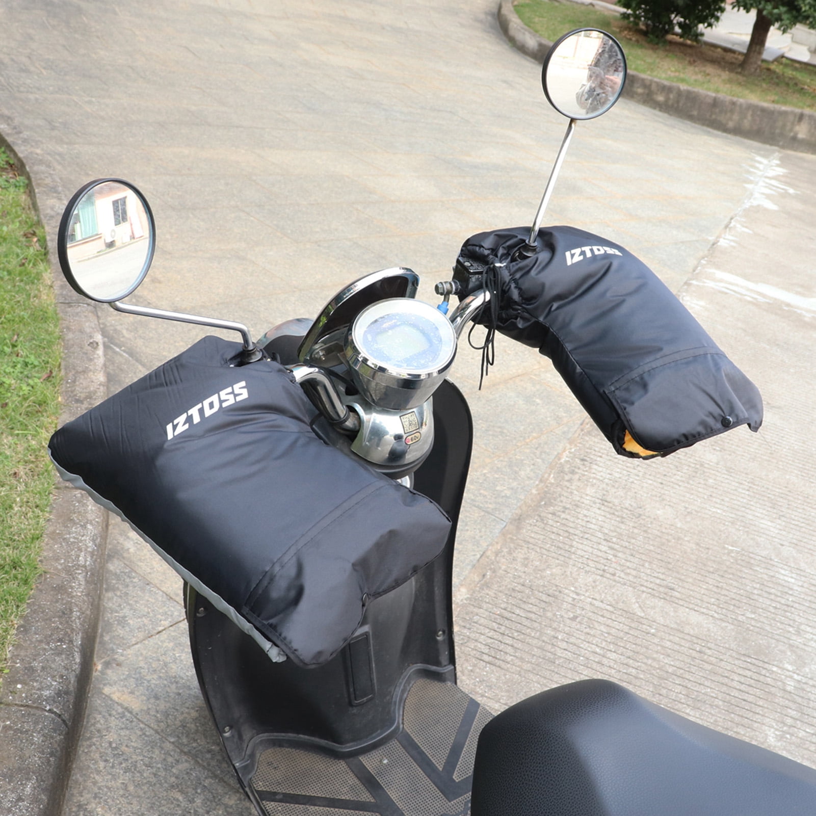 Windproof Waterproof Motorcycle Handlebar Gloves - Keep Your Hands Warm and Dry - Grip Handlebar Muffs - Black - Protect Your Hands in Cold and Wet Weather.