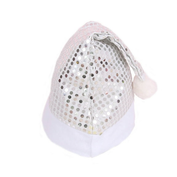 Tmboryuu Sequins Santa Hat Christmas Cap for Adults Men Women with Plush Brim Comfort Liner for Xmas New Year Holiday Party Decor