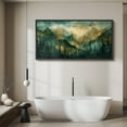 thumbnail image 5 of Large Framed Canvas Print Watercolor Misty Mountains - Green Forest LandscapeWall Art Decorative Ready to Hang Painting for Living room Bedroom 60x30 inches Black Frame, 5 of 9