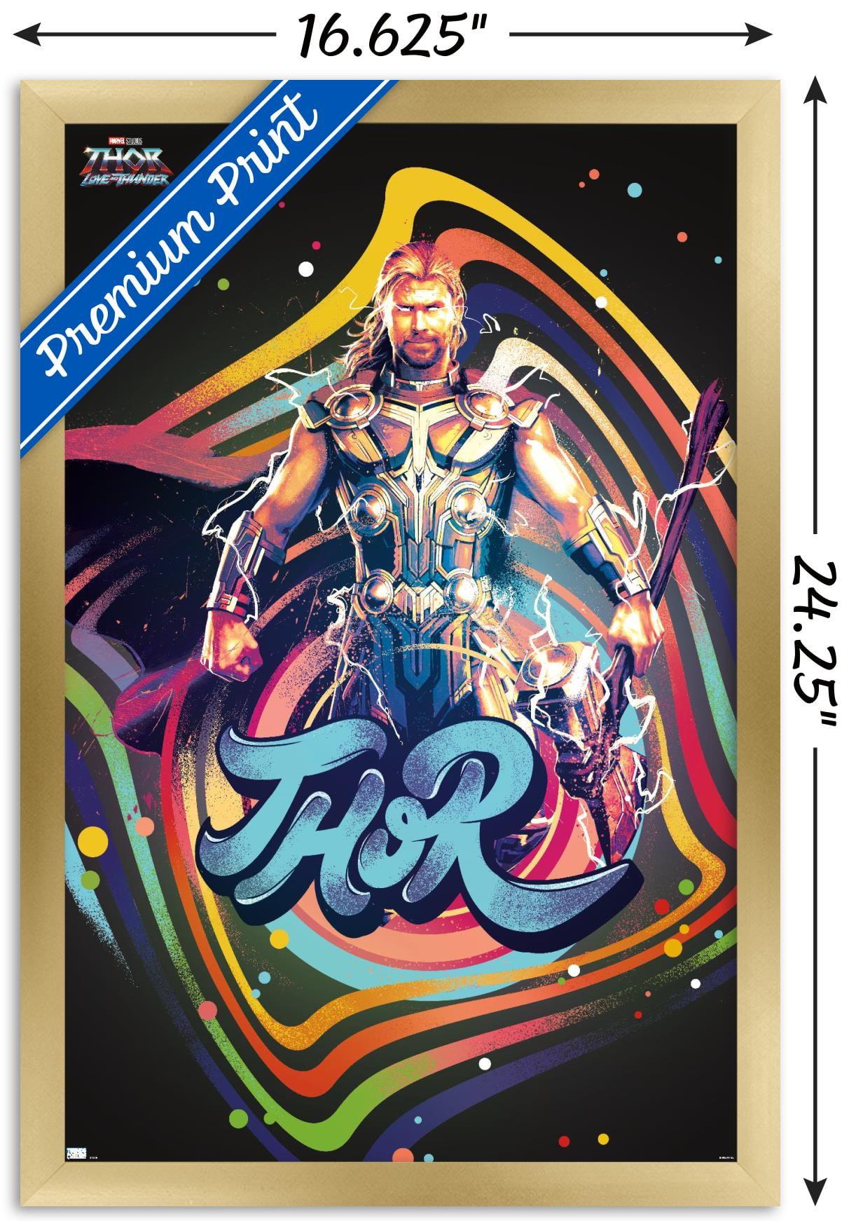 Marvel Thor: Love and Thunder - Squares Wall Poster, 14.725" x 22.375" Framed