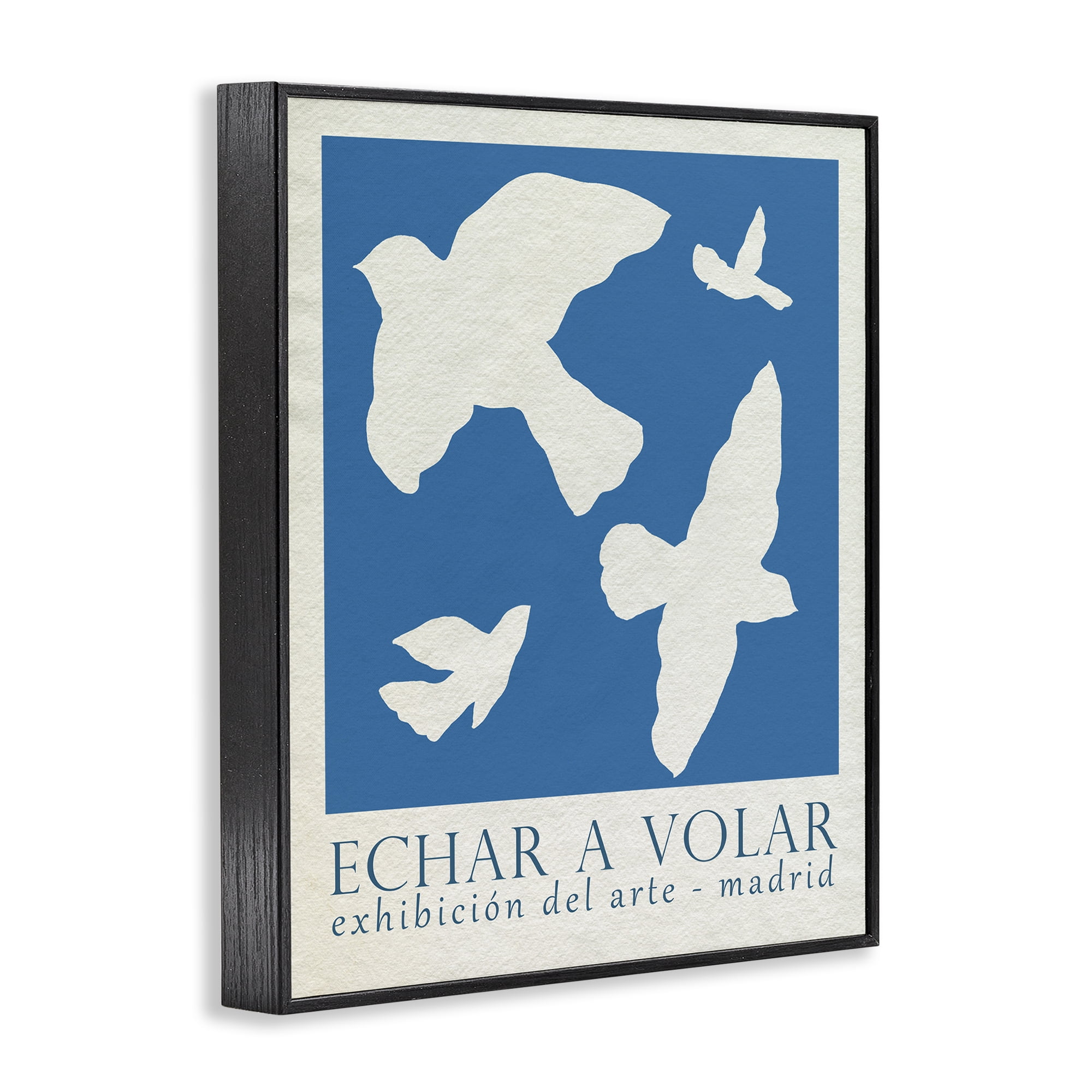 Stupell Industries Classic Exhibition Blue Birds Typography Painting Black Framed Art Print Wall Art, 24 x 30