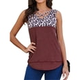 thumbnail image 3 of Camiseta sin mangas con cuello en V y estampado de leopardo Camiseta sin mangas de verano para mujer, rojo vino, M Inevent AP002393-17, 3 of 7