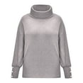 thumbnail image 4 of Lroplie Womens Shirt Plus Size Round Neck Long Sleeve Going Out Tops for Women Fashion Bow Collar Solid Buttons Sleeve Knitted Sweater Warm Top Clothes Gray 2023 4XL, 4 of 8