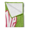 thumbnail image 2 of Groovy Soft Flannel Fleece Blanket, Heart Illustration on Paisley Background Centre of Love Nutrient Retro Design, Cozy Plush for Indoor and Outdoor Use, 60" x 80", Green White Pink, by Ambesonne, 2 of 5