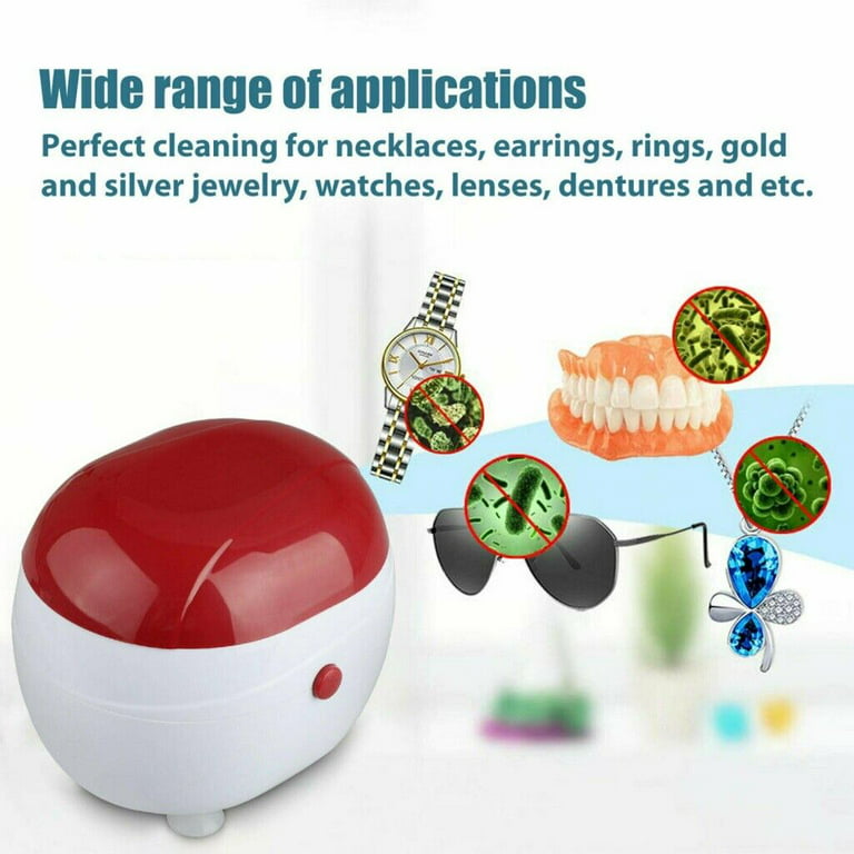 Ultrasonic Jewelry Cleaner, Sonic Cleaner for Eyeglasses, Rings, Coins, Silver, Denture Ultrasonic Cleaner Solution for Gifts, Infant Unisex, Size