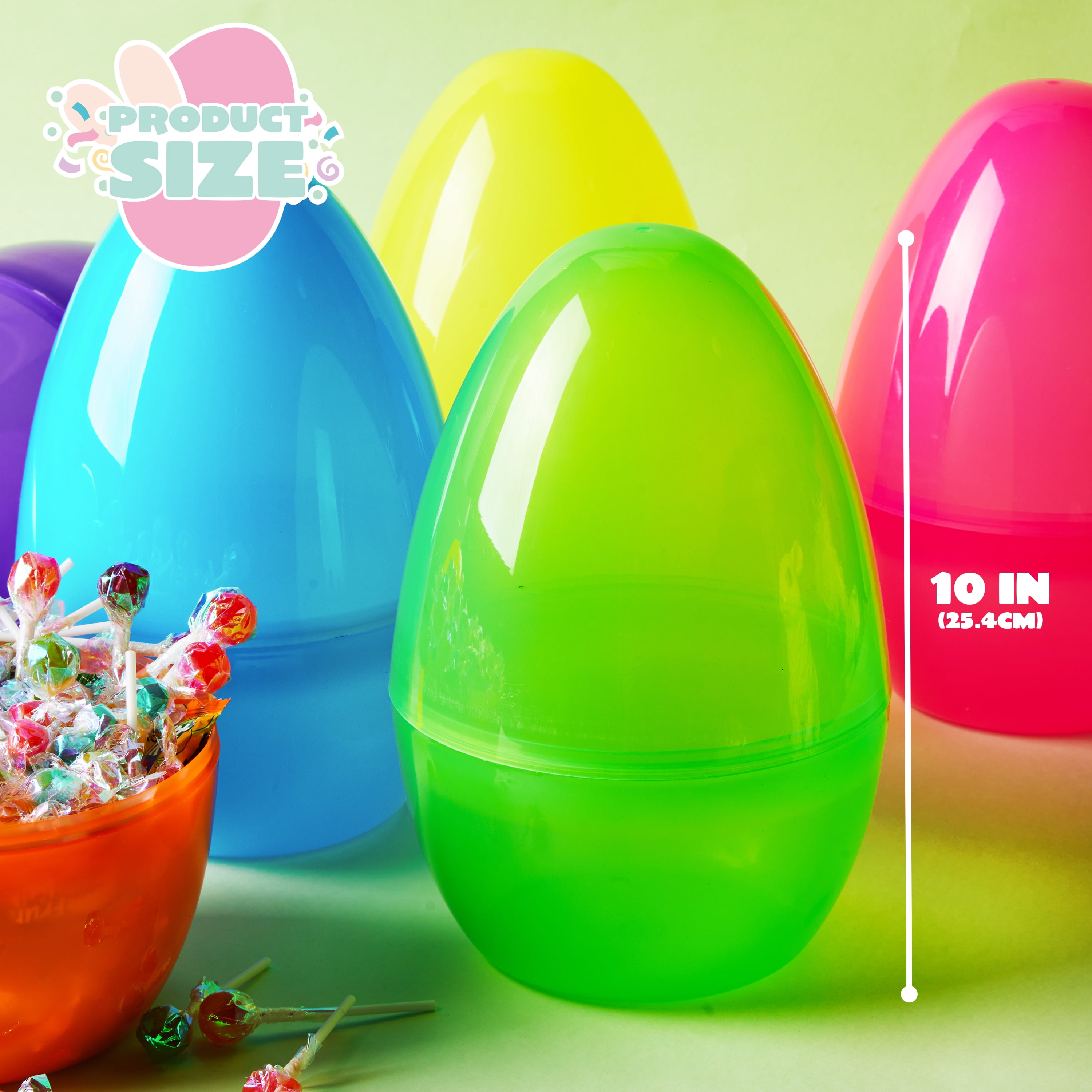 Joyfy 10 inch Large Easter Eggs, 6 pack Jumbo Plastic Easter Eggs, Clear Empty Fillable Perfect for Easter Egg Hunts, Easter Basket Fillers/Stuffers, Party Favor, Classroom Prize Supplies Decoration