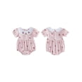 thumbnail image 2 of Cenuakty Baby 3M 6M 12M 18M Girls Romper, Short Sleeve Doll Collar Plaid Cherry Print Infant Bodysuit Summer Clothes, 2 of 9