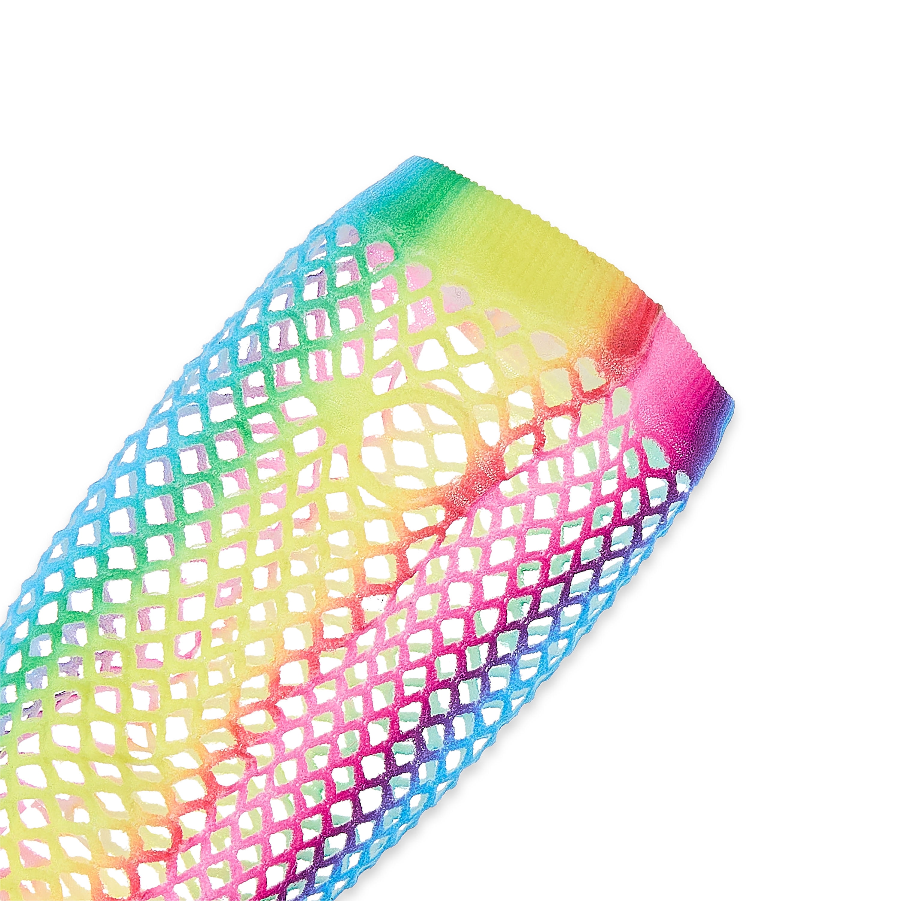 Multicolor Rainbow Fishnet Gloves, for Adult Females, One Size Fits Most, by Way To Celebrate