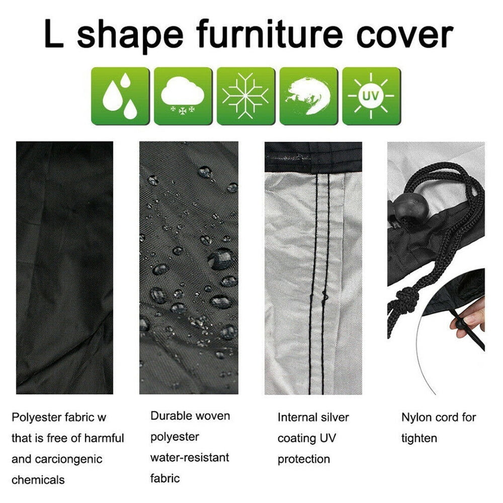 DONGPAI Patio Sectional Furniture Cover V Shaped Sofa Cover Waterproof Dustproof UV Resistant Outdoor Veranda Oxford Furniture Sofa Set Cover Couch Protector