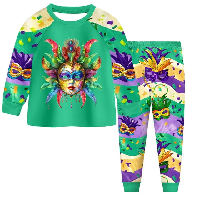 2 Piece Pyjamas Set For Boys And Girls T Shirt And Pants Outfit For Kids Carnival Party