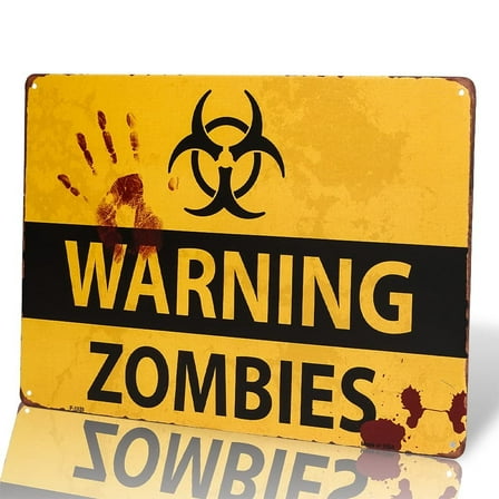 shabby chic Retro ZOMBIE WARNING SIGNS HALLOWEEN POSTERS OUTBREAK