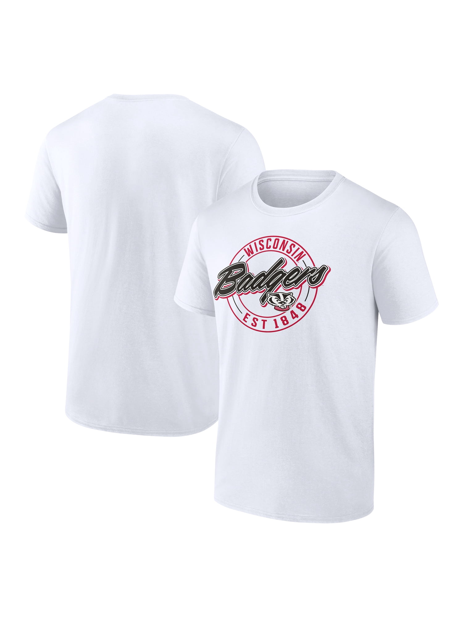 NCAA Wisconsin Badgers Men's Cotton White Short Sleeve T-Shirt