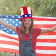 thumbnail image 5 of Xooz Flag Hat for 4th Of July Independence Day Patriotic Party Supplies,Uncle Sam Accessory,USA Red White Blue Striped Flag,Flag Day American Memorial Day Accessories, 5 of 10