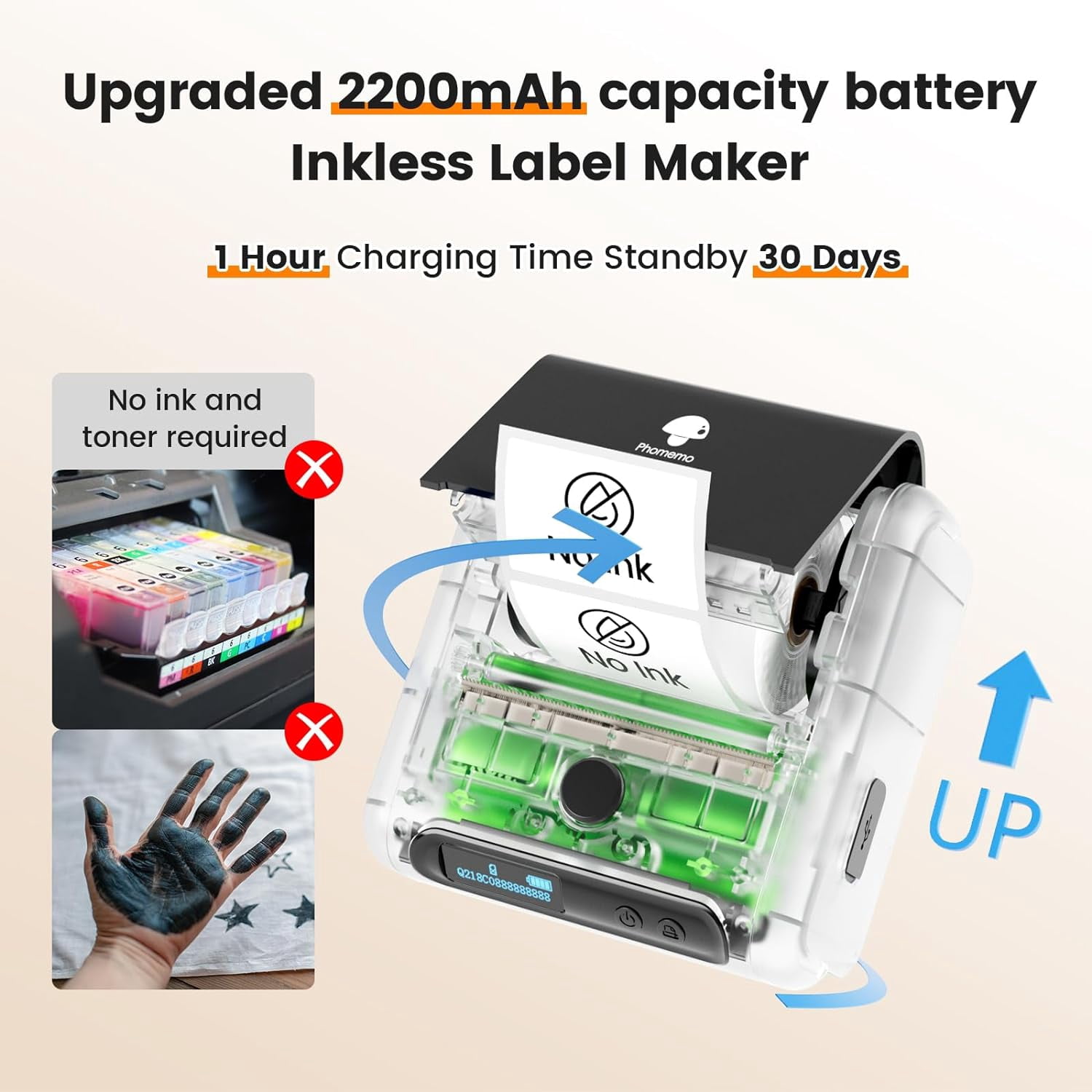 Phomemo M200 Versatile Bluetooth Thermal Label Maker for Shipping, Labeling, and Small Business Applications - Enhance Efficiency and Organization(Black)