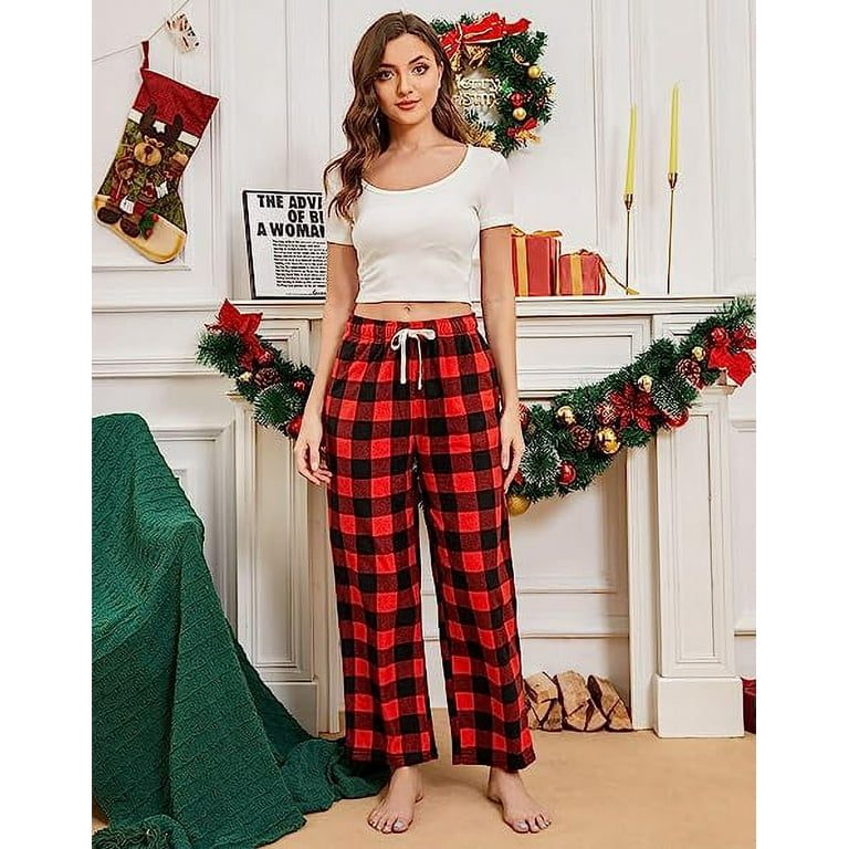  U2SKIIN 2 Pack Women Fleece Pajama Pants, Warm Plaid Lounge Pj  Bottoms for Women with Pockets Soft (Buffalo Plaid-Red/Christmas tree, XL)  : Clothing, Shoes & Jewelry