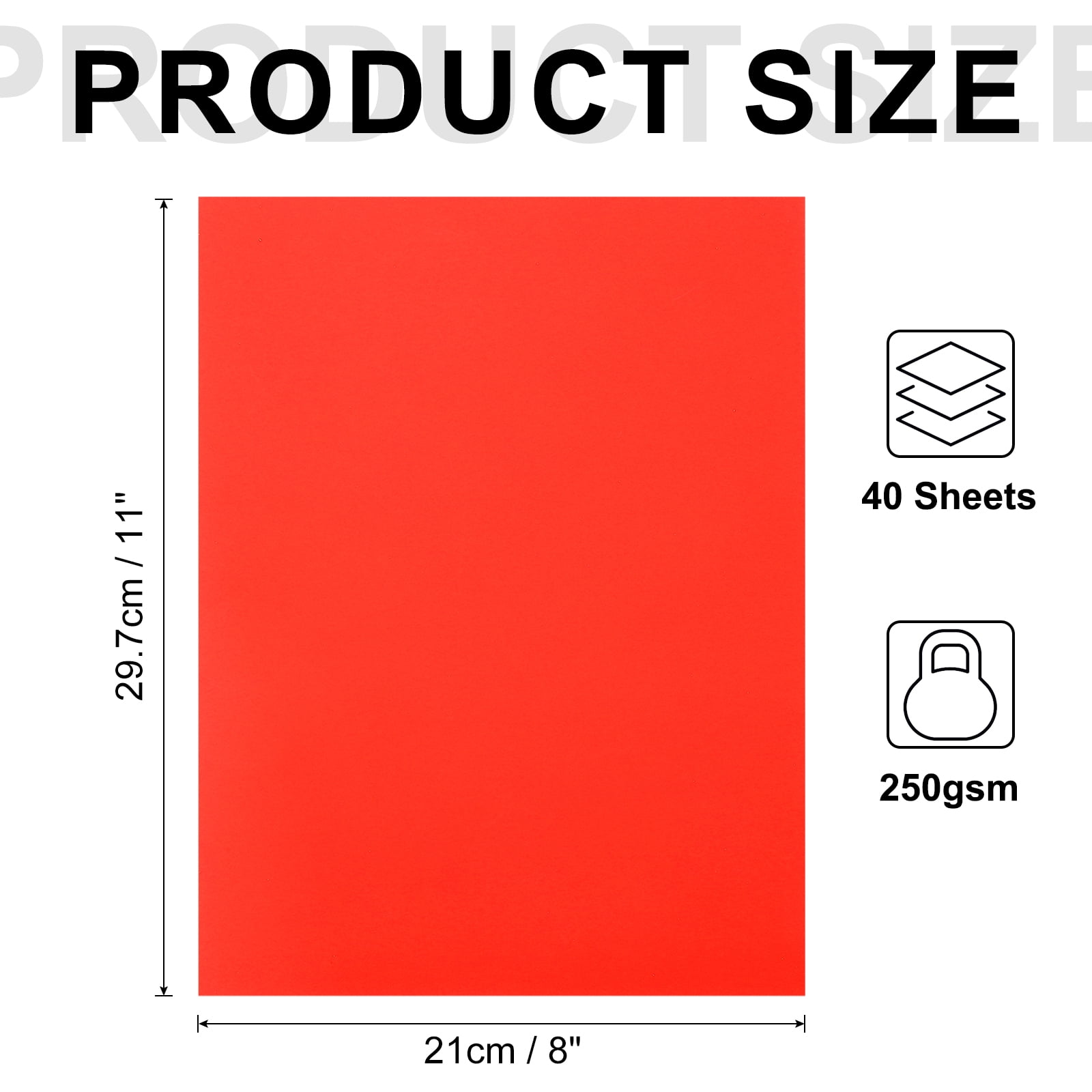40 Sheets Neon Paper 8"x11" 250gsm Fluorescent Bright Cardstock,Dark Orange