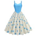 thumbnail image 1 of TSADFHJI Jupes Longues pour Femmes Ensemble d'Hiver Rétro Bretelles avec Enveloppe de Poitrine et Patchwork à Pois Robe Décontractée Ourlet de Fête L Bleu, 1 of 8