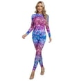 thumbnail image 4 of YEAHDOR Womens Mermaid Cosplay Costume Fish Scale Print Full Body Jumpsuit Tie-dye Long Sleeve Swimming Bodysuit Type A M, 4 of 7