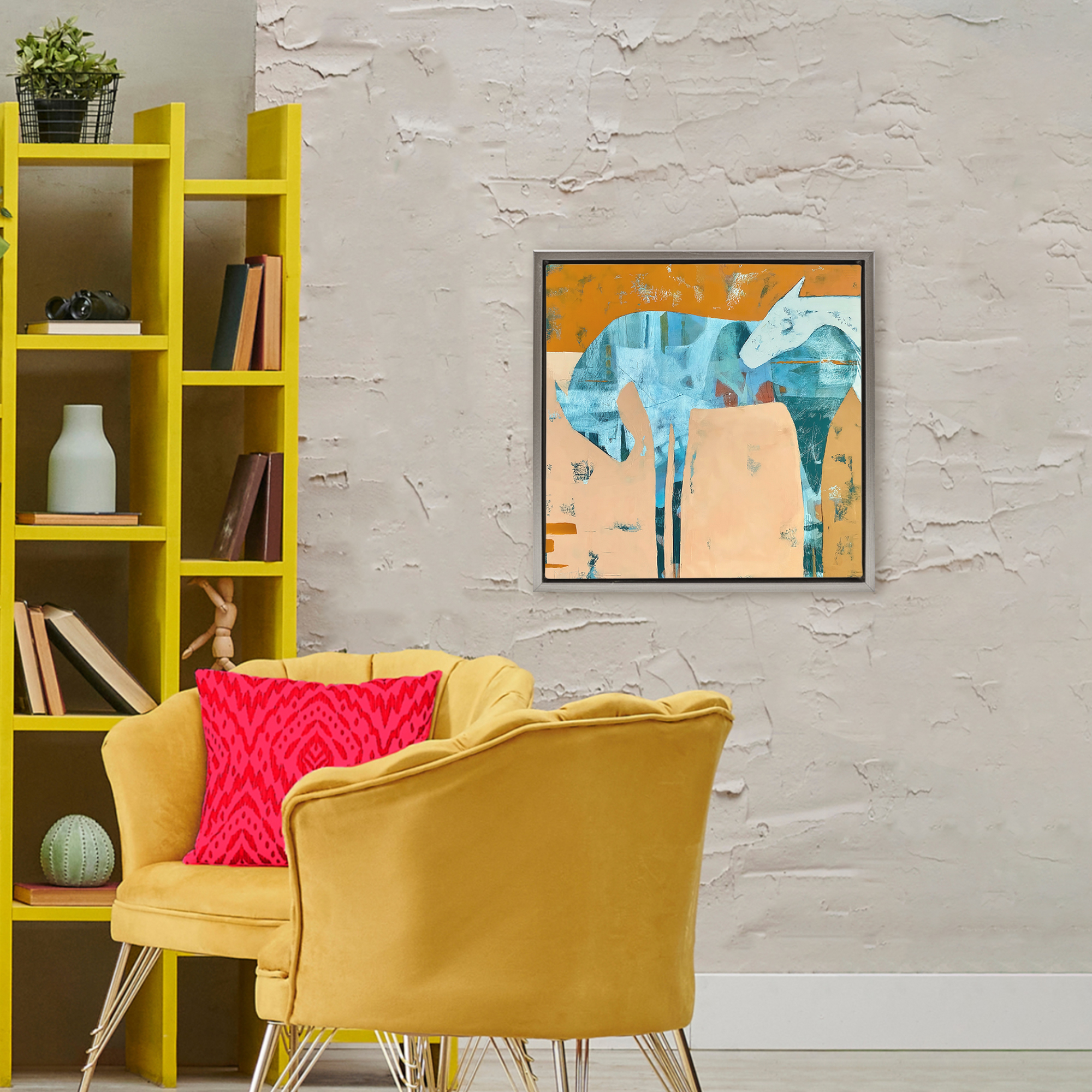 Kindred Crush Horses Gray Framed Floater Canvas Wall Art, design by Dianna Fritzler