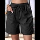 thumbnail image 5 of Pantalones Cortos Casuales Omen con Cordón Ajustable, Cintura Elástica, Cómodos, de Verano, con Bolsillos, Color Negro, Talla XXL, 5 of 7