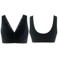 thumbnail image 3 of Women's Front Closure Cotton Bra Button Snap Closure Comfort Wireless Pure Bras Wirefree Push Up Seamless Bralettes, 3 of 6