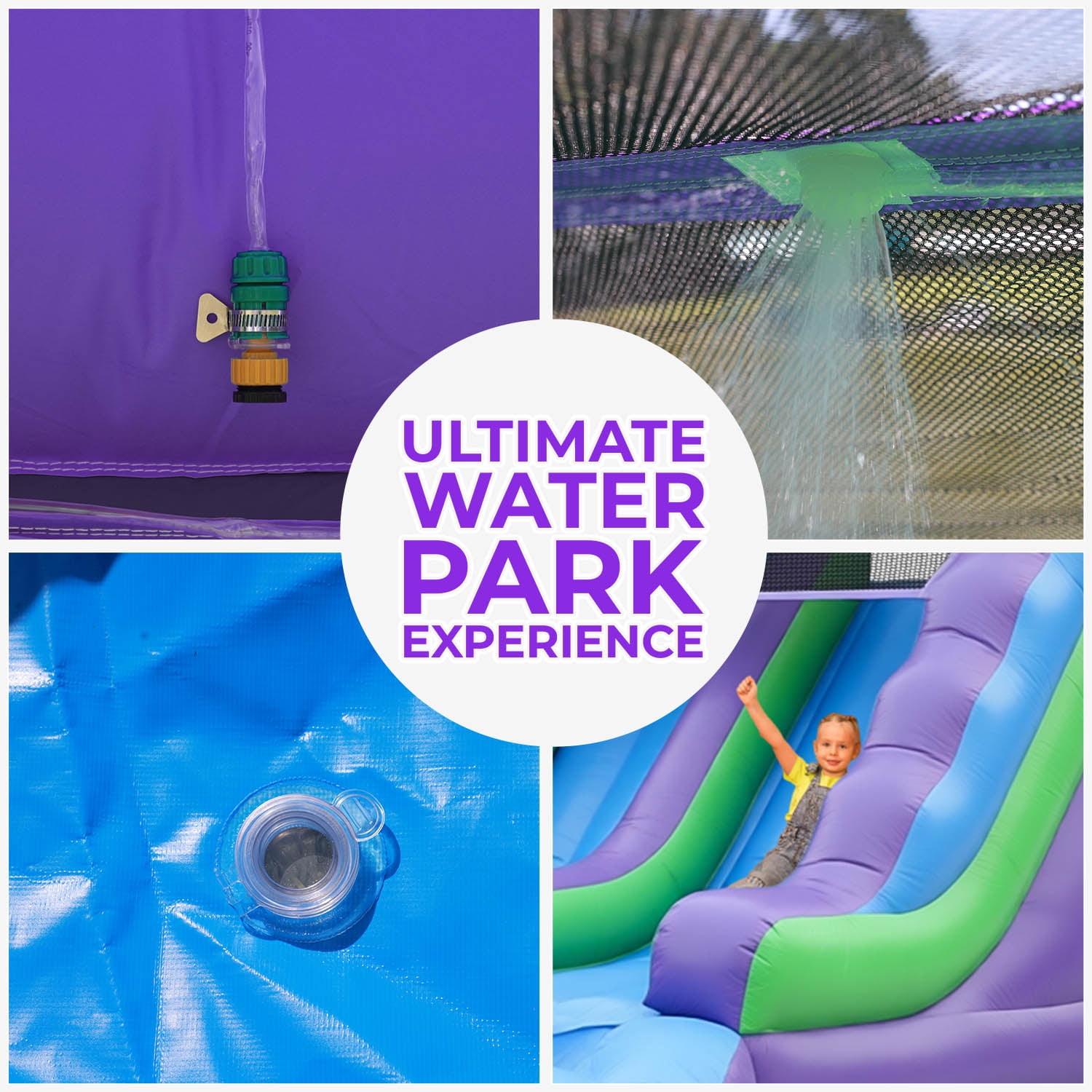Relunch 26X12X14FT Commercial Inflatable Double Water Slide for Kids & Adults, PVC Inflatable Water Park with Climbing Wall & Blower, Giant Blow Up Water Slide Backyard Outdoor