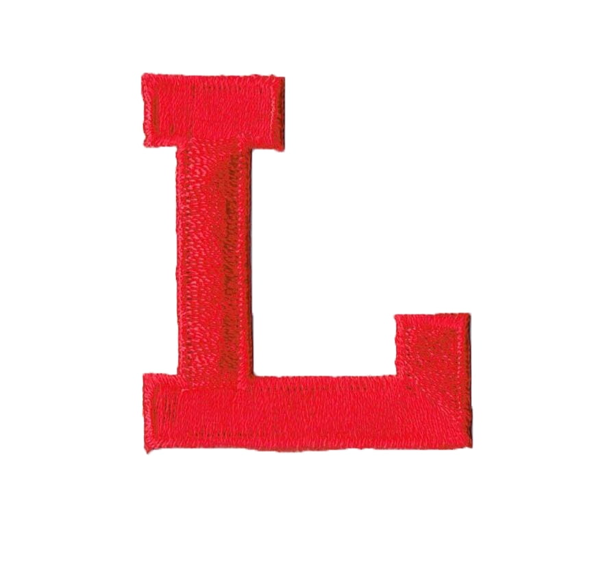  Alphabet  Letter  L  Color Red 2 Block Style Iron On 