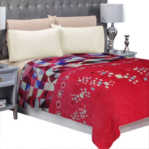 Frazada Matrimonial Ligera Estampada MELOCOTTON HOGAR Flannel Extra Suave GEOMETRICO