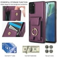 thumbnail image 6 of Wallet Case Compatible for Samsung Galaxy Note 20, with 360° Rotation Ring Stand PU Leather Case Cover with Side Stretchy Fabric Card Holder for Women and Men for Samsung Galaxy Note 20, Purple, 6 of 8