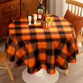 thumbnail image 2 of Checkered Round Halloween Tablecloth - Waterproof, Wrinkle Resistant and Washable Gingham Table Cloth Decorative Table Cover for Party, Orange/Black 60 x 60 Inch, 2 of 6