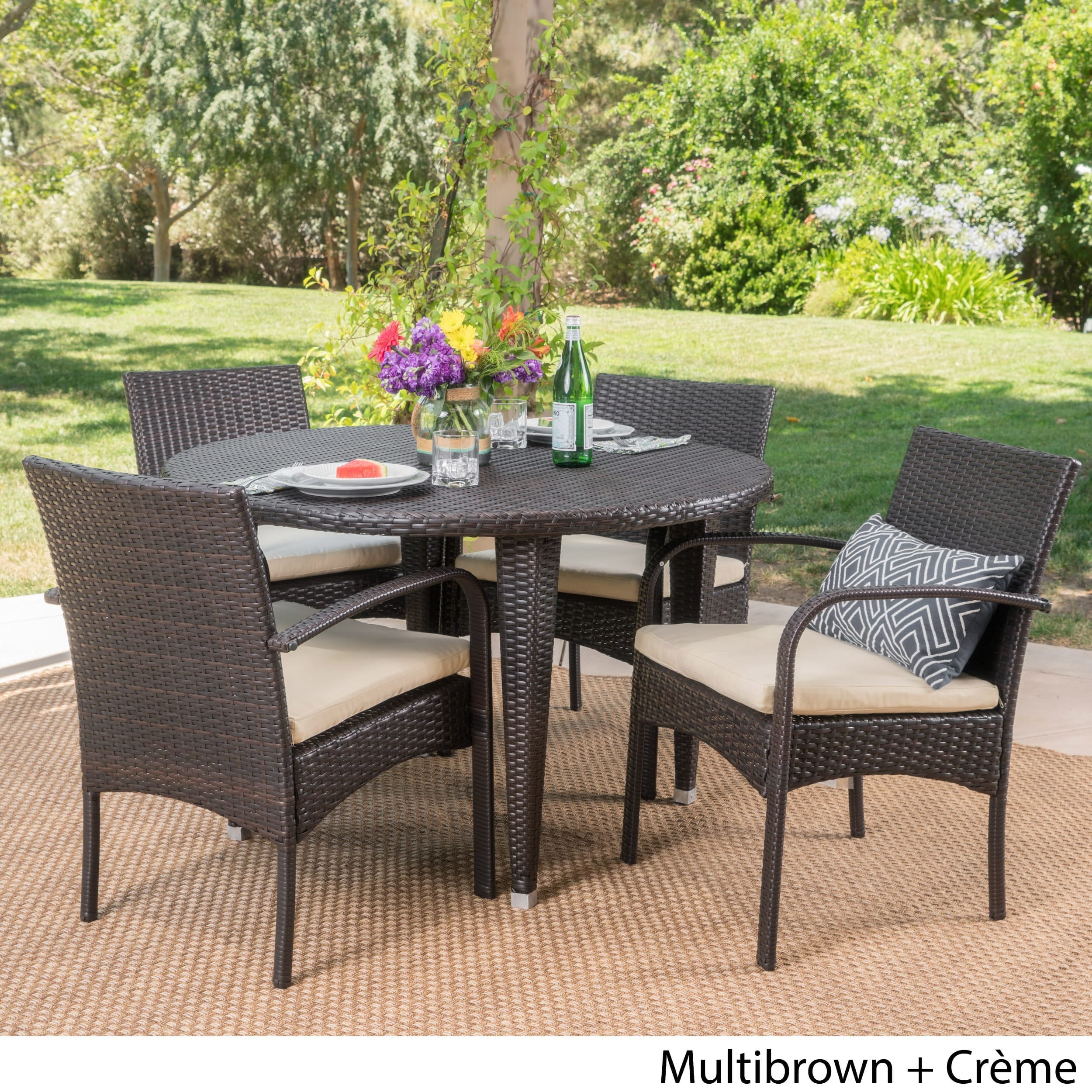 Christopher Knight Home Marin Outdoor 5 Piece Round Dining Set With Christopher Knight Home Marin Outdoor 5 Piece Round Dining Set With Cushions By
