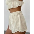 thumbnail image 5 of 2 Piece Outfits for Women Y2k Lounge Set Cute Lace Trim Split Shorts Pajama Sets Summer Camisole Sleepwear Milky L, 5 of 7