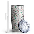 thumbnail image 2 of 20oz Tumblers White Christmas Icon Pattern Stainless Steel Vacuum Insulated Double Wall Travel Tumbler Cups Mug with Lid and Straw,Cleaning Brush for Cold & Hot Drinks, 2 of 7