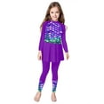 thumbnail image 3 of iixpin Big Girls 2 Pcs Modest Swimsuit Long Sleeve Ruffles Swimdress with Swim Leggings Upf 50+ Bathing Suits Burkini Purple 12, 3 of 6
