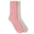 thumbnail image 5 of Martha Stewart Womens 2 Pack Cable Chenille Sock Silver Grey/Powder Pink, 5 of 9