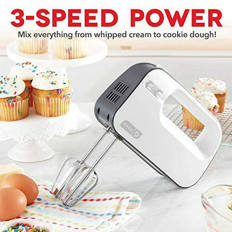 Dash SmartStore™ Compact Hand Mixer Electric for Whipping + Mixing Cookies,  Brownies, Cakes, Dough, Batters, Meringues & More, 3 Speed, 150-Watt 
